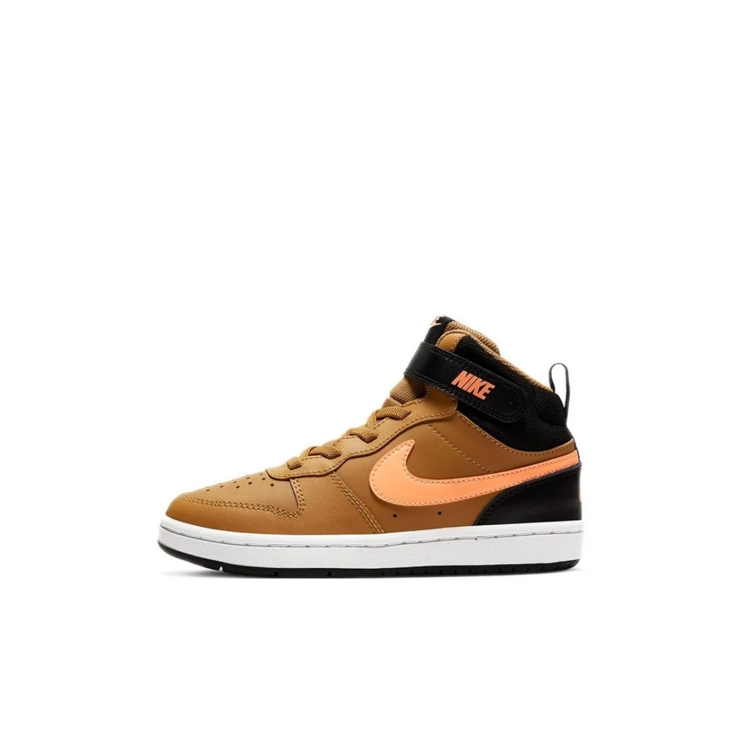 NIKE Court Borough Mid 2 High-top Sneakers Boys/Girls Basketball Sports Running Shoes Children Shock Absorption Comfortable Kids