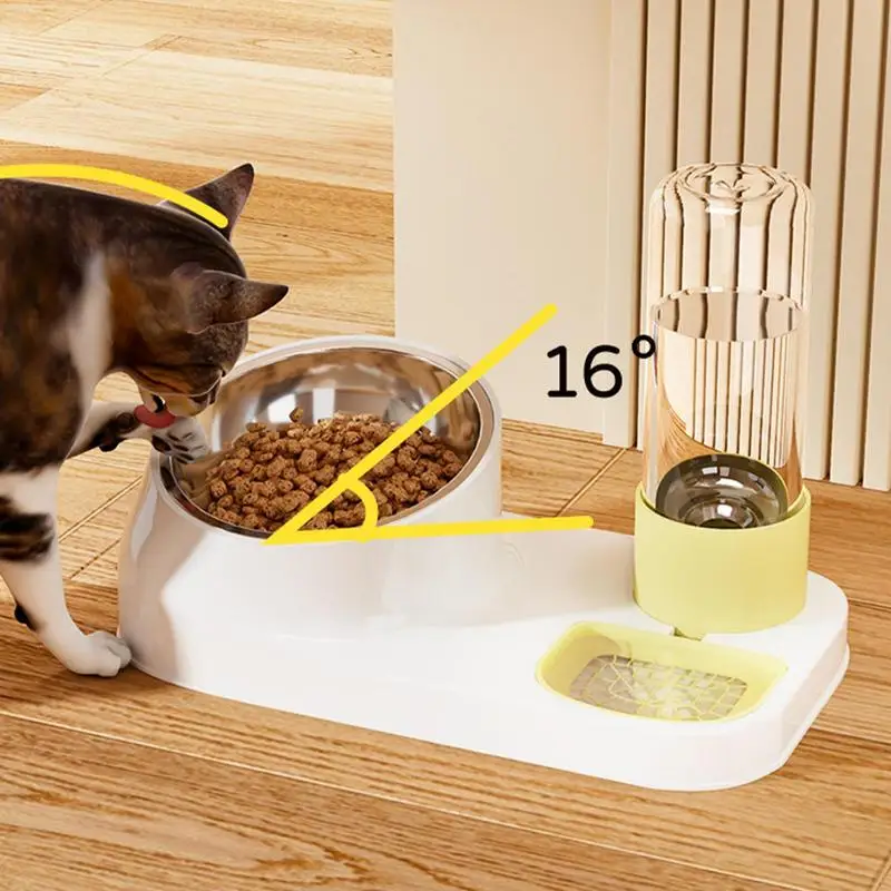 

Cat Food And Water Bowl Set Stainless Steel Snacks Storage Bowl And Drinking Container Non Slip Cat Feeder Dry Food Dispenser