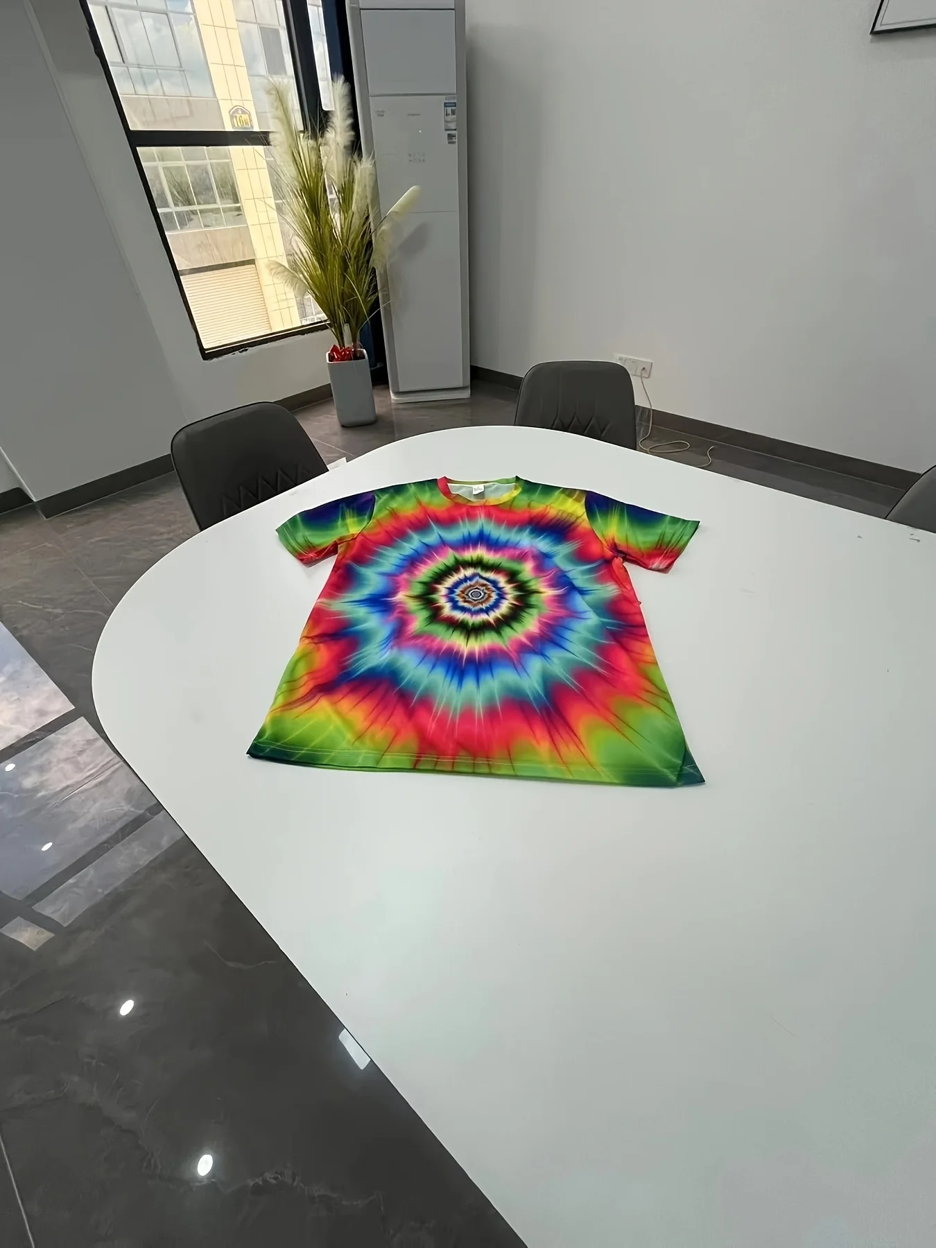 Herren Tie-Dye T-Shirt Regenbogen Spiral Psychedelischer Druck Rundhals Kurzarm Lässiges Hippie Streetwear Oberteil – Detail 3