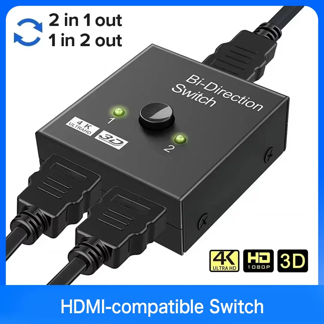 4K HDMI-compatible Bi-Directional Switch 2 in 1 Out 1 in 2 Out Splitter Adapter 3D 1080P 2.0 Converter for PS4 Pro PS3 TV Box PC