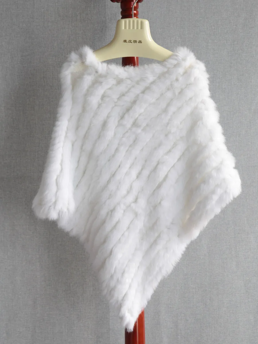 2025 autumn and winter foreign trade, fur shawl woven rabbit fur triangular pullover, cape shawl fur jacket, special offer