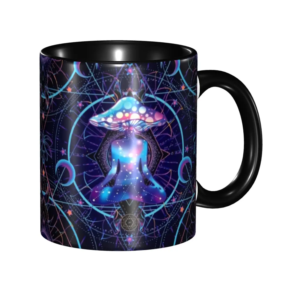 Custom India Mandala Mugs DIY Psychedelic Buddha Mushroom Zen Magic Ceramic Tea Milk Coffee Cups