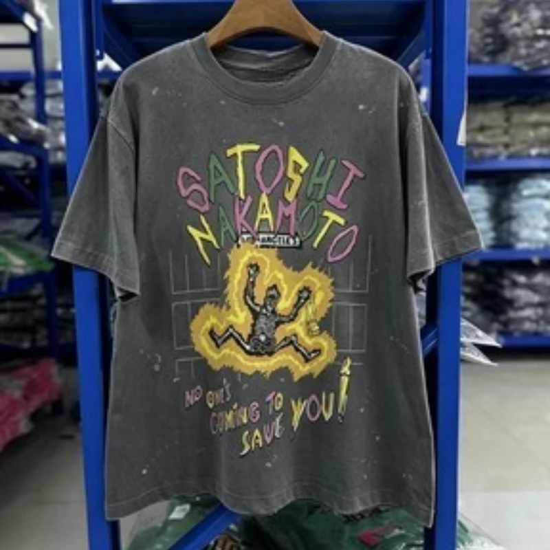 Satoshi's Positive Energy Short-Sleeved T-Shirt - Suitable for both men and women. Made of cotton. T-shirt model: YK2
