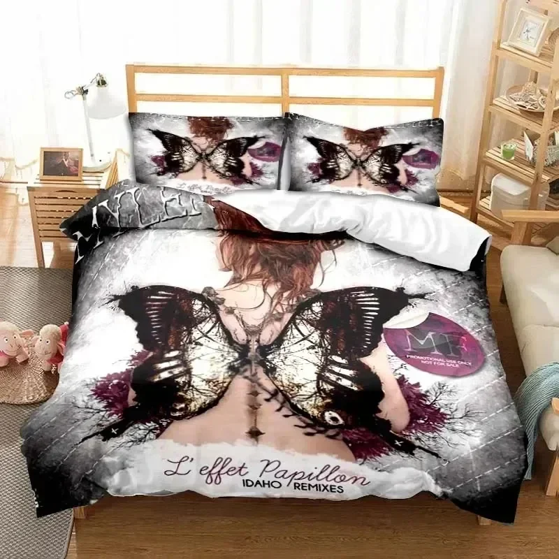 New 3D Print Singer Mylene Farmer Comfortable Duvet Quilt Cover Pillowcase Bedding Set Children Bedroom Decoration Home Textile 2