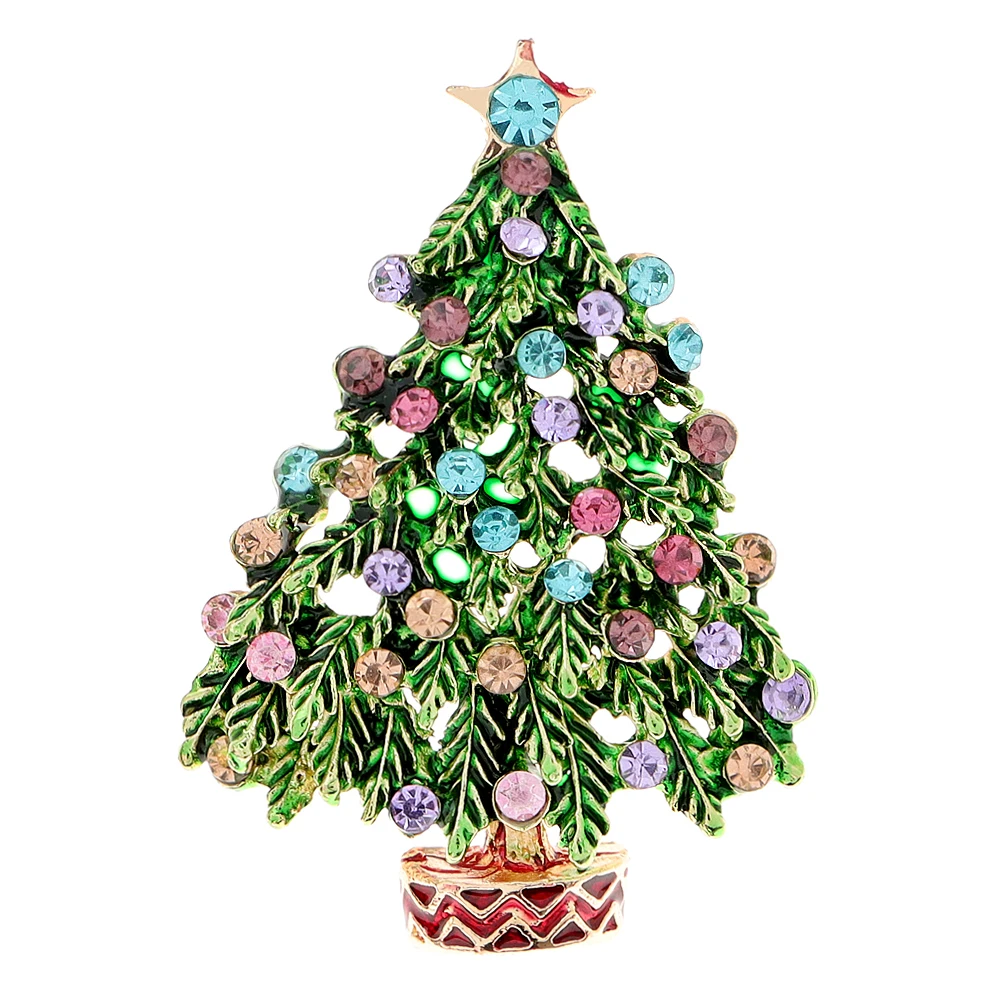 CINDY XIANG Multicolor Rhinestone Christmas Tree Brooch Festivel Pin Enamel Jewelry Home Party Accessories High Quality