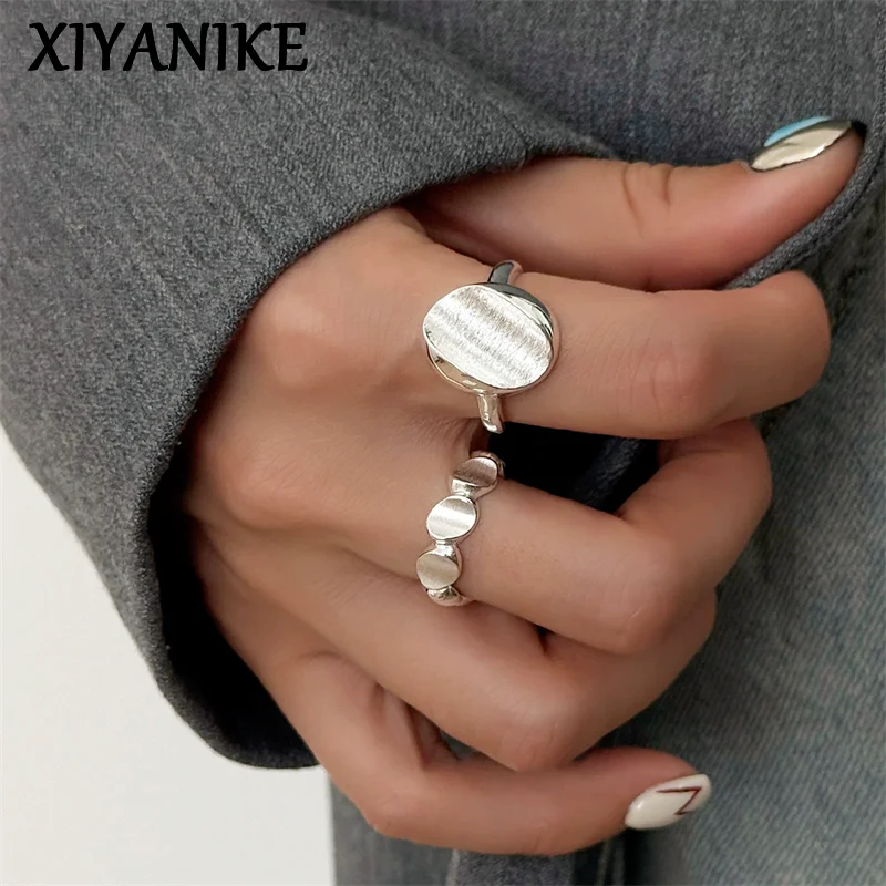 XIYANIK Irregular Geometric Adjustable Opening Ring for Women product photo