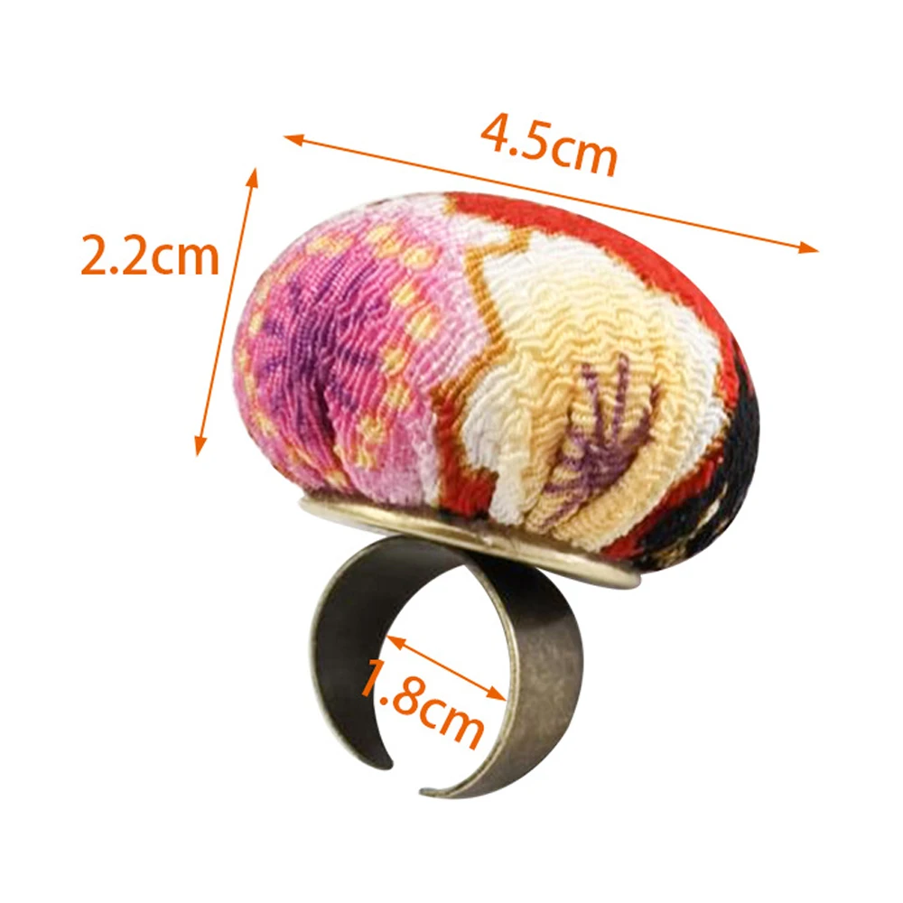 1PC 4.5cm Floral Pattern Adjustable Ring Pin Cushions Quilters And Crafters Finger Pincushion DIY Sewing Tools Accessories