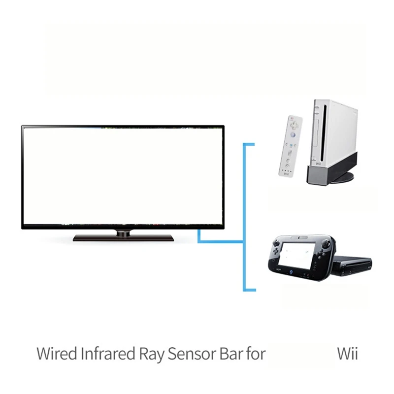 Barra de Sensor para Wii, accesorio de plástico plateado, receptores con cable, Rayo de señal IR, enchufe USB, reemplazo para mando a distancia
