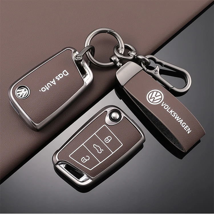 TPU Leather Car Remote Key Case Fob Cover Holder Shell For VW Volkswagen Golf 7 MK7 Tiguan MK2 T-roc T-cross Auto Accessories