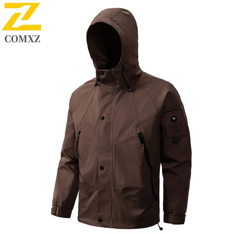 COMXZ Мужская куртка премиум-класса, удобная прочная мотоциклетная куртка для путешествий на открытом воздухе, модная повседневная стильная осенняя новая одежда с капюшоном