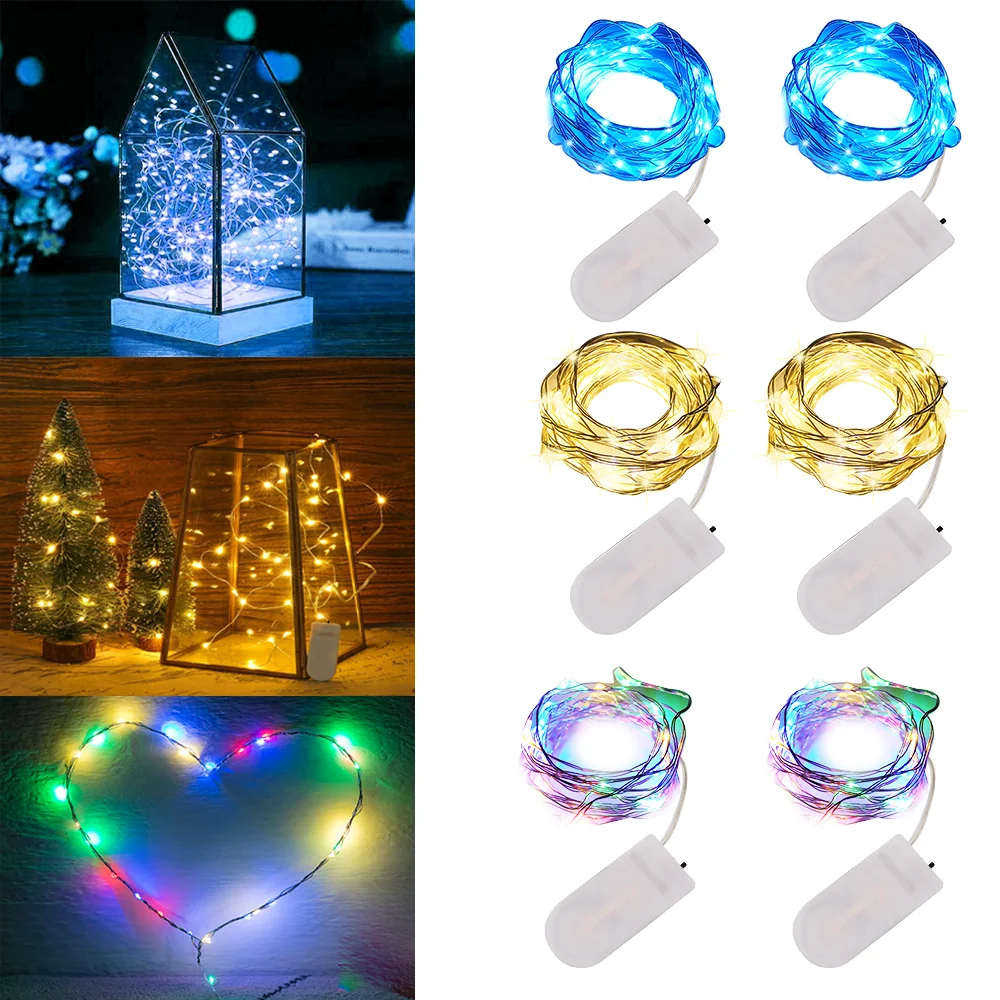 Fio de cobre LED String Lights, Guirlanda ao ar livre impermeável, Fairy Light, Árvore de Natal, Decoração de casamento, USB, Bateria, 2m, 5m, 10m