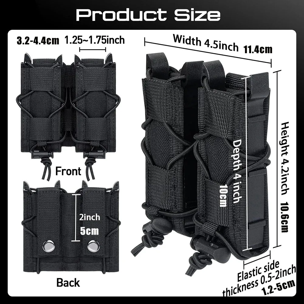 9mm Tactical Magazine Pouch Double-Layer Molle Cartridge Holder Universal Single Double Magazine Pouch for Military Police