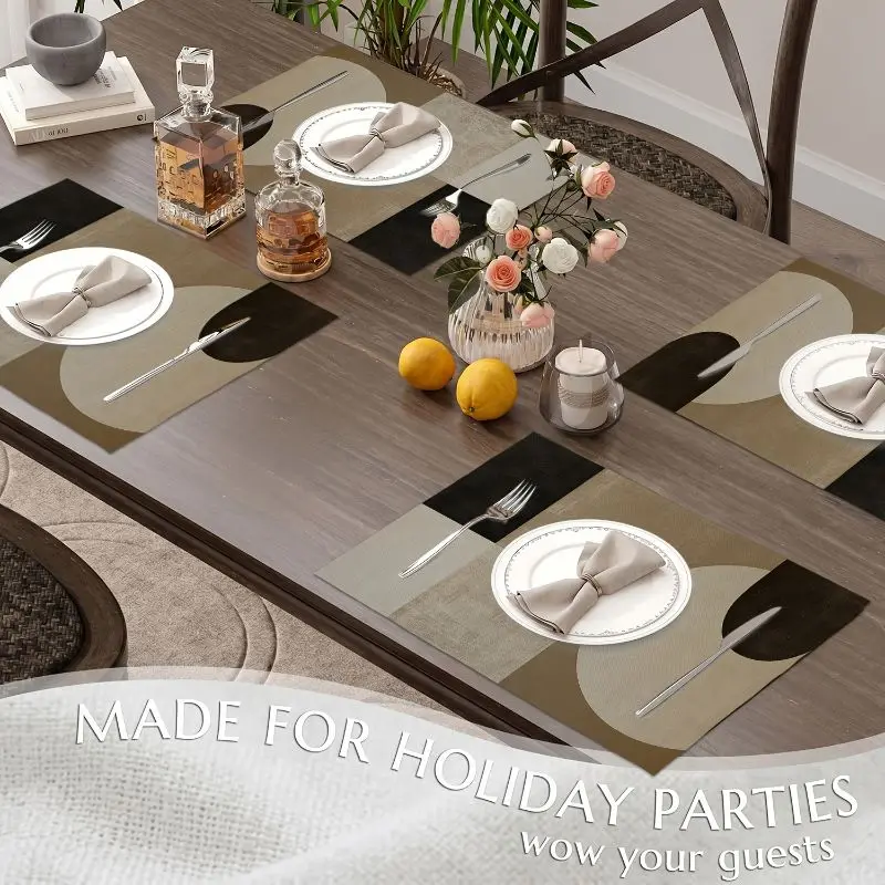 2/4/6PCS Minimalist Geometric Color Block Placemats Heat Resistant Washable Non Slip Dining Table Mats Kitchen Home Decor
