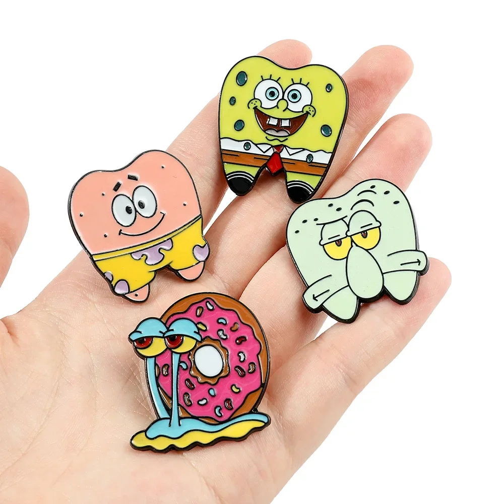 Anime SpongeBob SquarePants Enamel Pins Cartoon Brooch on Clothes Creative Patrick Star Metal Badge for Backpacks Brooches Gifts