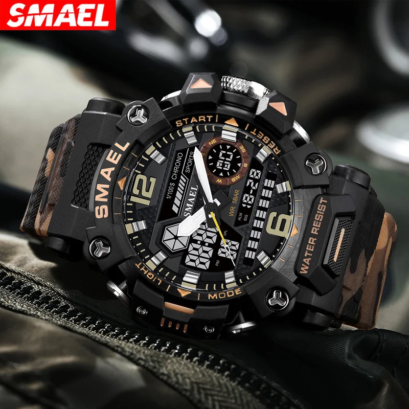 SMAEL New Style 8072MC Digtal Quartz Watch Waterproof Double Display Dial For Men Watch