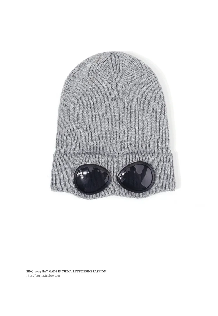 Panama Caps Strickmütze aus Wolle für Herren und Damen, Studenten-Kältemütze, Pilotenbrille, Plüschmütze, modische Outdoor-Wärmemütze H148 – Detail 9