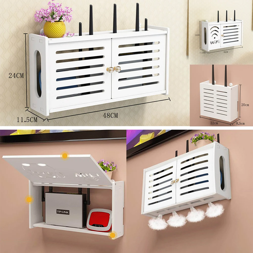 Wireless Router Rack Living Room Wall-mounted WiFi Storage Box Wall Decoration Wireless Storage Boxes Rack Bracket