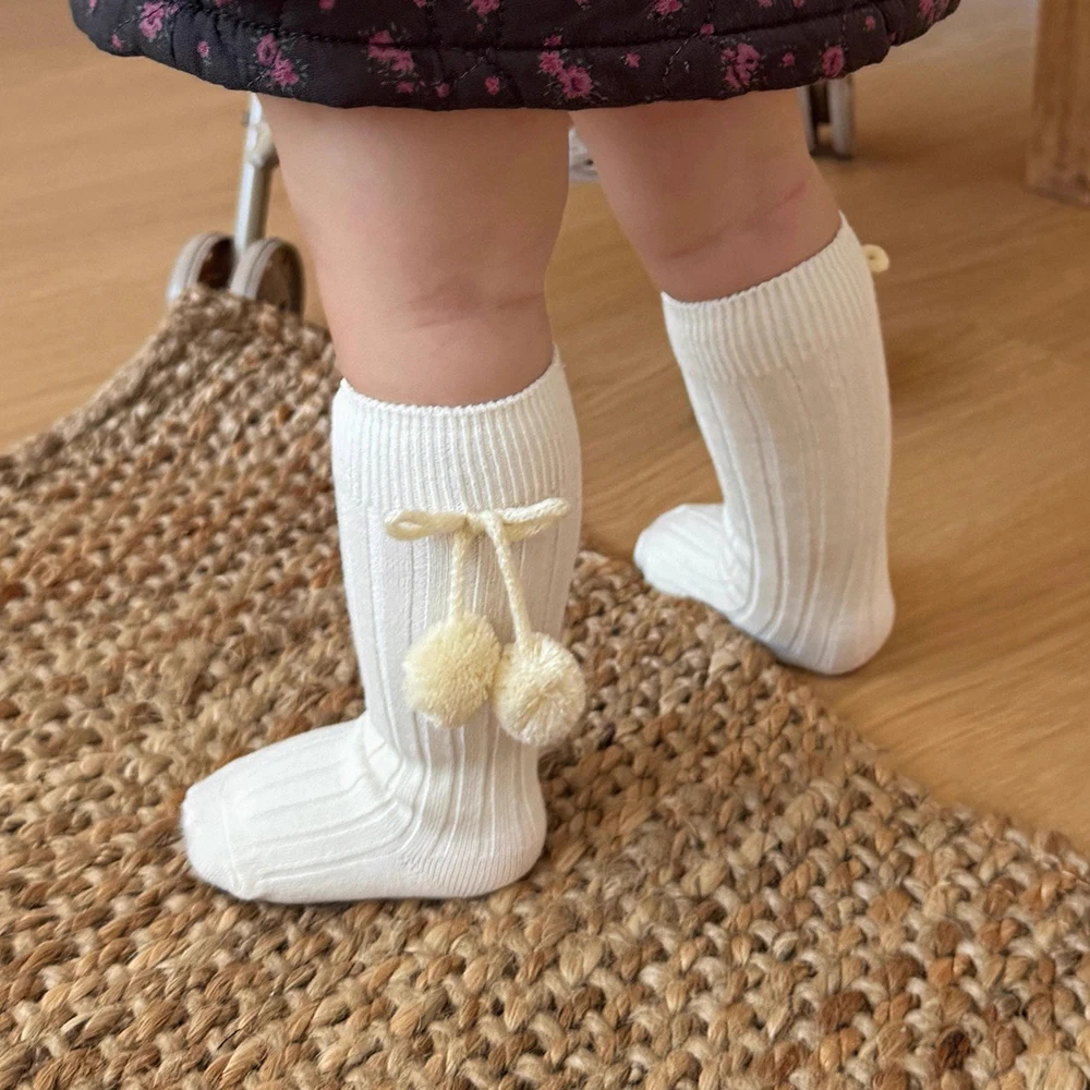 Cute Children Knee High Socks Bows Toddlers Baby Stocking Infant Long Tube Socks For Girls Kid Knitted Sock 0-4Years