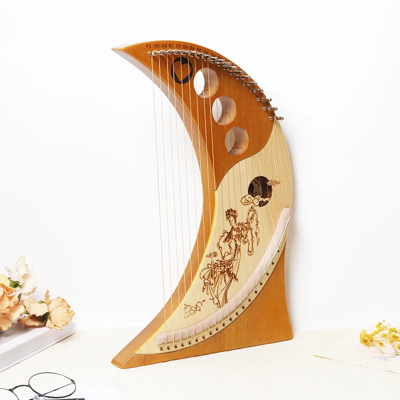 

Lyre Harp 19 Metal Strings Solid Mahogany Wood Traditional Classic Stringed Instruments Mini Autoharps