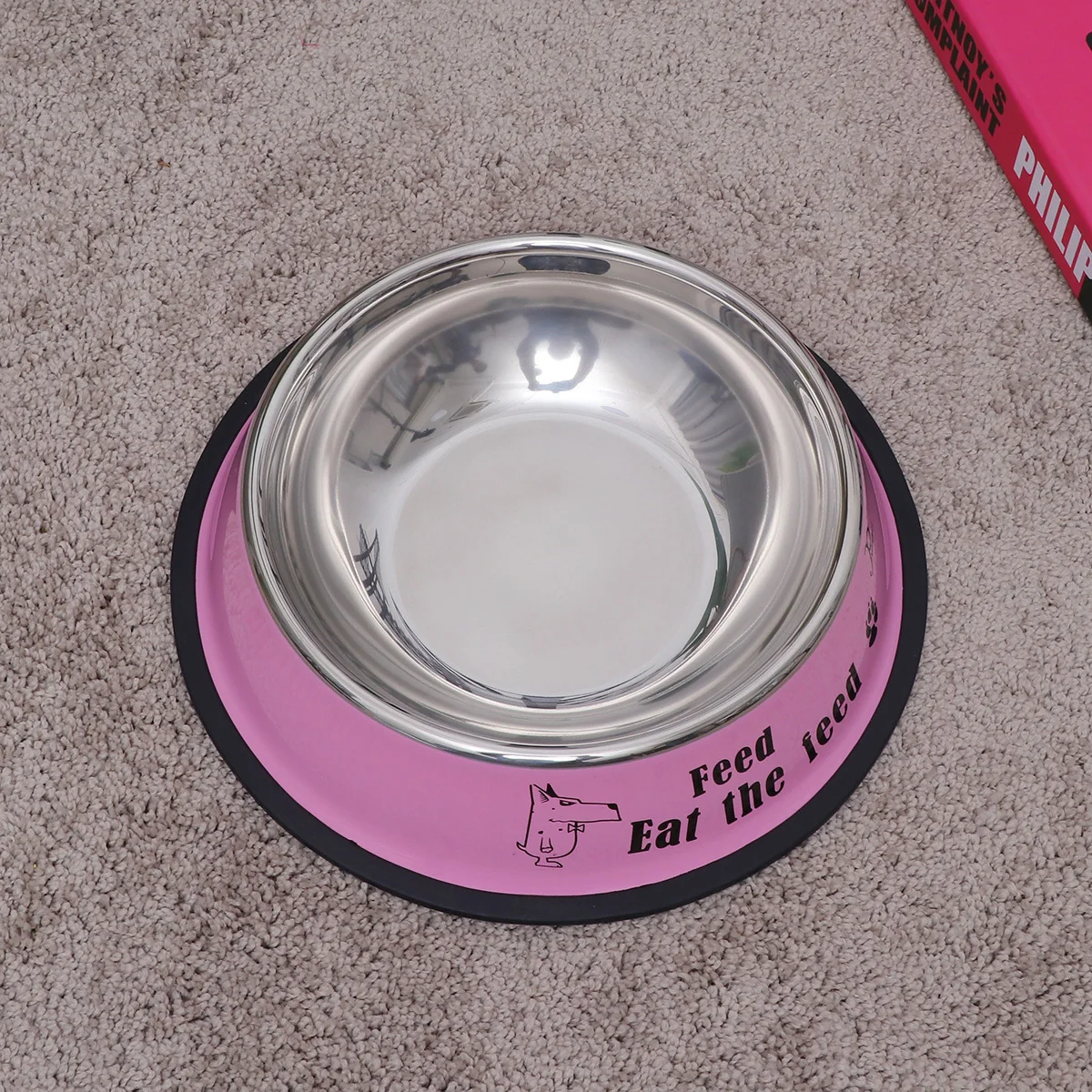 

Non-Slip Pet Bowl Stainless Steel Dog Feeder Size L Pink For Cats Puppies Kibble Water Treats Rust Resistant Pet Feeding