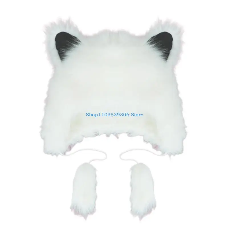 400A إيرفلاب قبعة الدببة الضخمة قبعة صغيرة فو الفراء الدب الأذن قبعة أفخم القط الأذن قبعة
