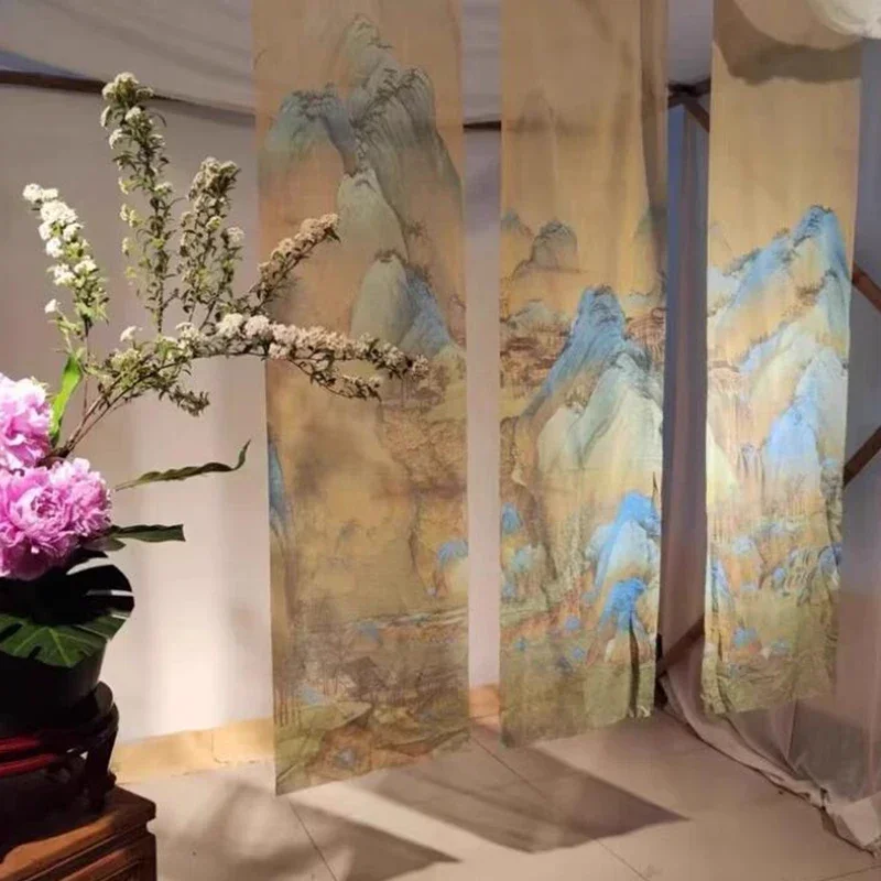 1Pc Chinese Style Backdrop Curtains Courtyard Tulle Gauze Translucent Wedding Decor Photography Pop Background