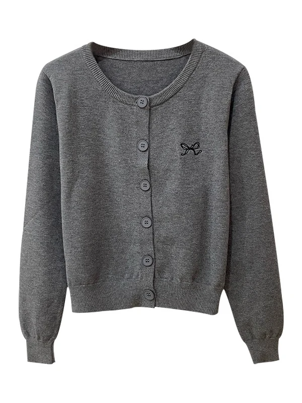 Cardigan aperto lavorato a maglia lungo con ricamo a nodo dolce retrò, maglione sovrapposto autunnale da donna, capispalla delicato Jae...