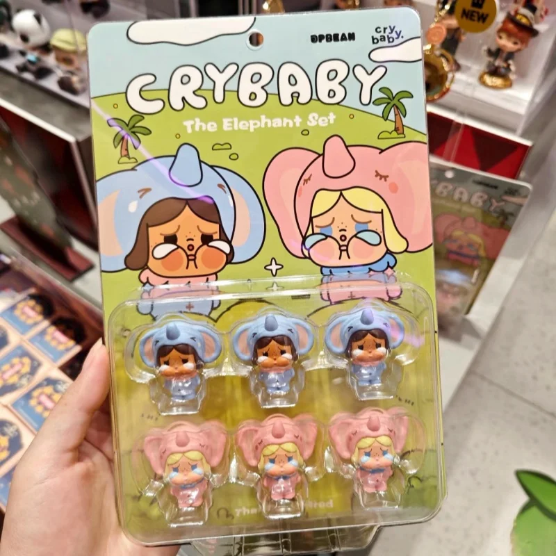 Original Crybaby Beans Baby The Elephant Set Moe Thailand Limited Mini Hand Version Anime Figure Mini Model Desktop Decorate Toy