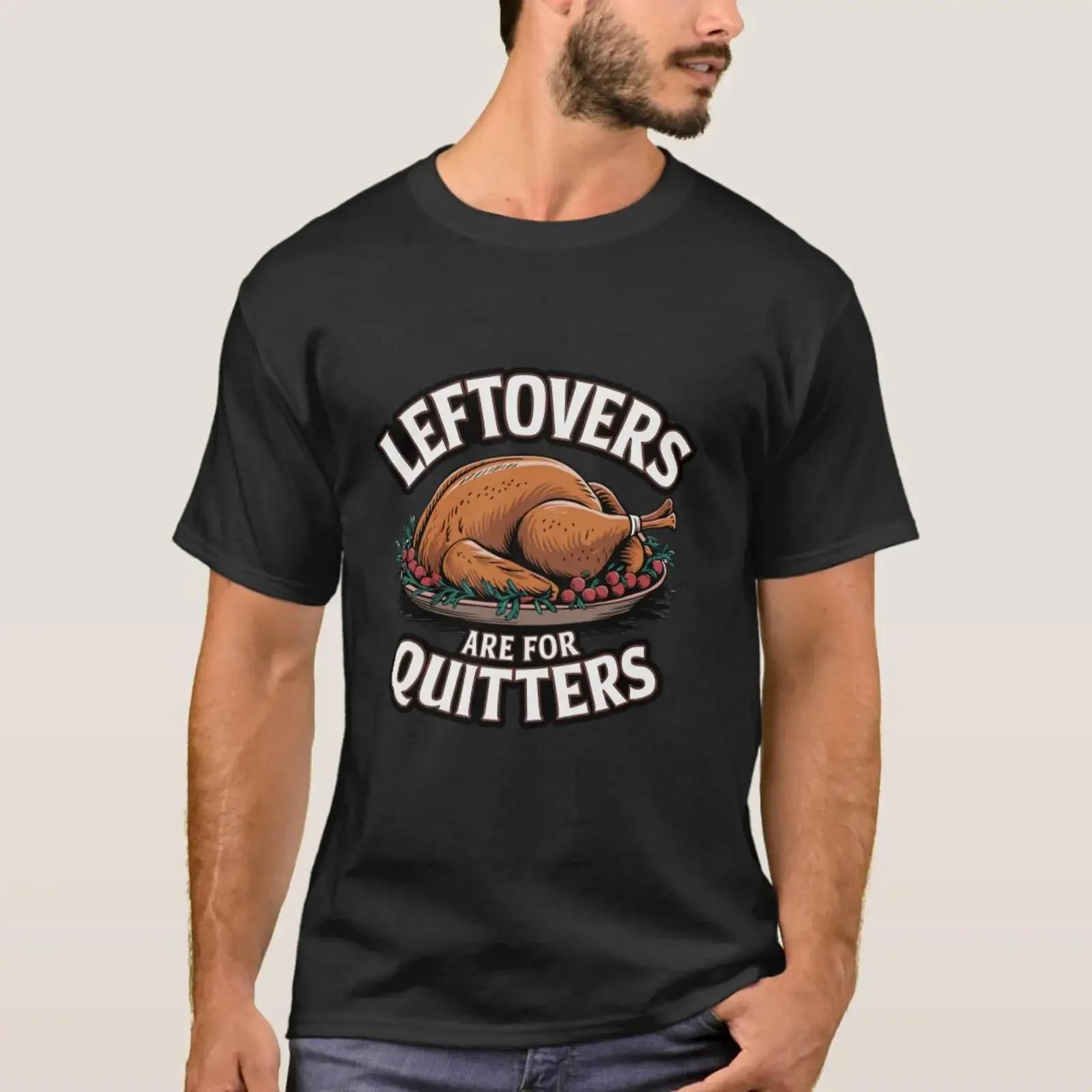 Leftovers Are For Quitters Funny Thanksgiving Day T Shirt vintage Washed homme graphic Top For Everyday Wear Slightly Unisex