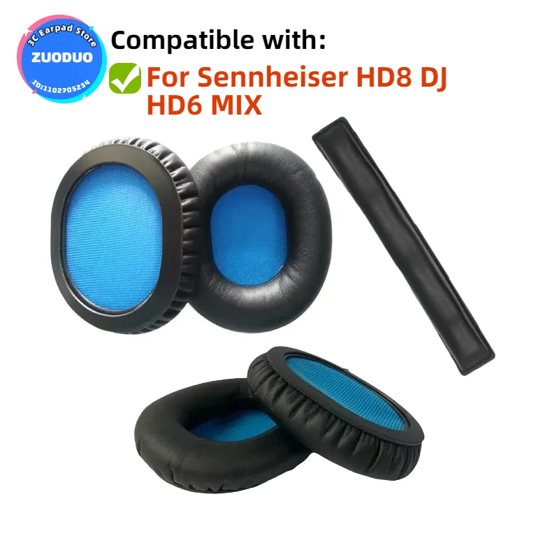 Cuscinetto per fascia di ricambio per Sennheiser HD8 DJ HD6 MIX Cover Cuscinetti in spugna Cuscino/Parti per le orecchie Parti di riparazione