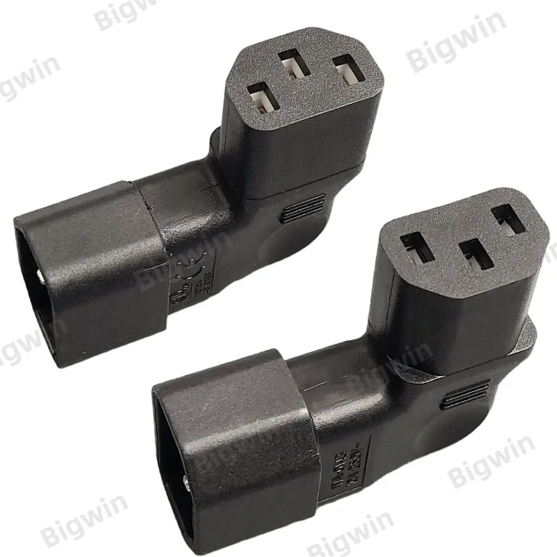 IEC320 C14 Male to C13 Female 90 Degree Right Angle Power Adapter, 10A 250V L-Type IEC Elbow Connector for UPS PDU Server PC