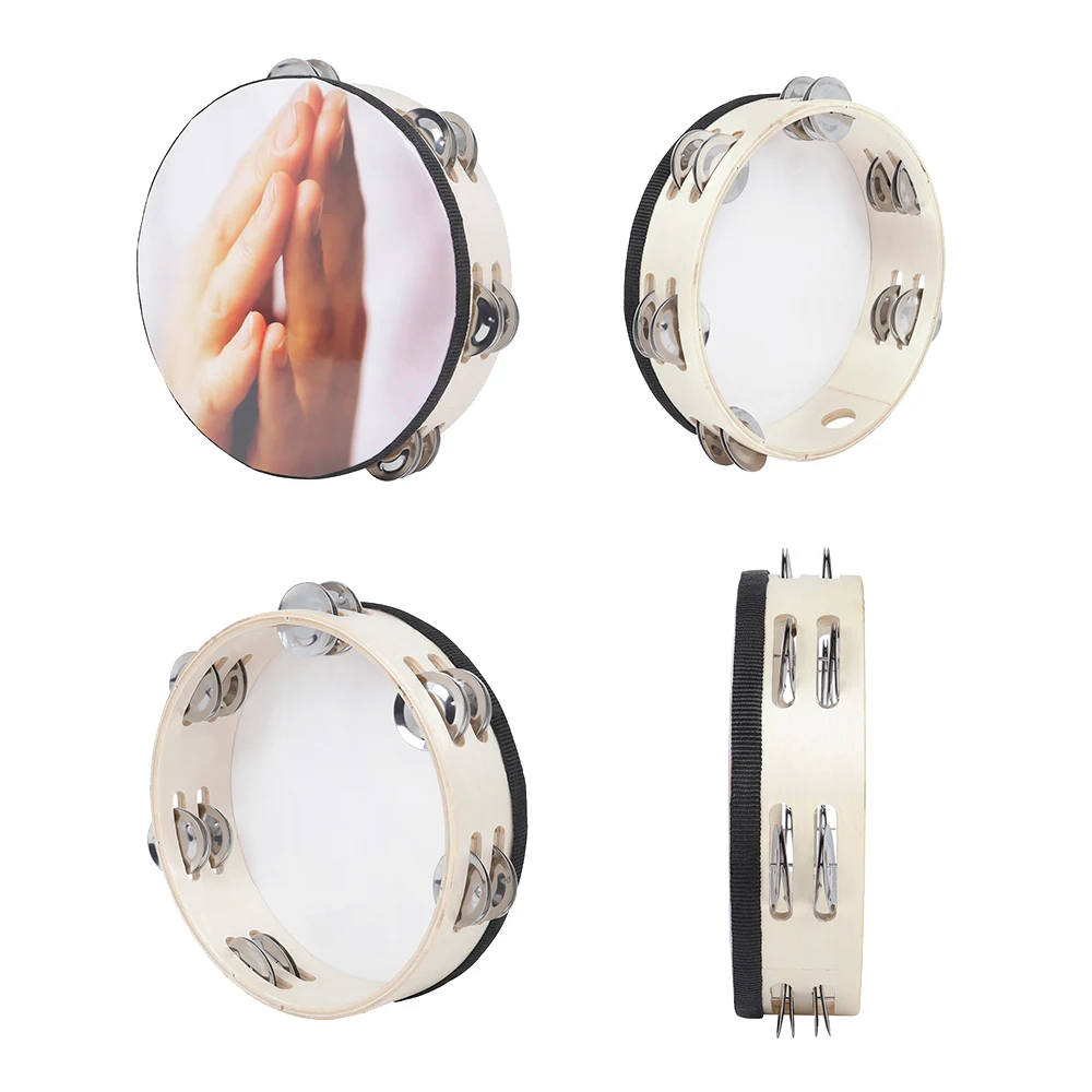 

8 Inches Tambourine Peace＆love Prayer Pattern Double Layered Handheld Drum Children Music Enlightenment Percussion Education Toy