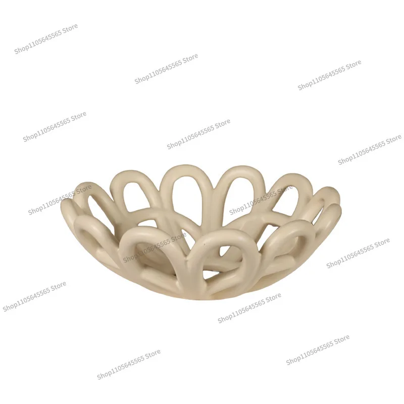For Modern Simple and Creative Hollow Ceramic Fruit Plate, Living Room Home Storage Plate, Coffee Table, Dining Table Decoration