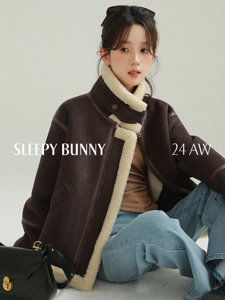 

Cozy Shearling Jacket Loose Thickened Winter Coat Women Double Zipper Plush Lined Outerwear Casual Trendy Cold Weather Outfit