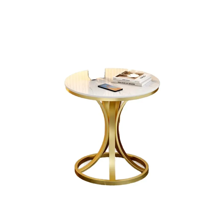 

￥ # Элегантный приставной столик с мраморной столешницей и золотым металлическим каркасом, роскошный дизайн для современных жилых пространств, портативный и прочный, для гостиной
