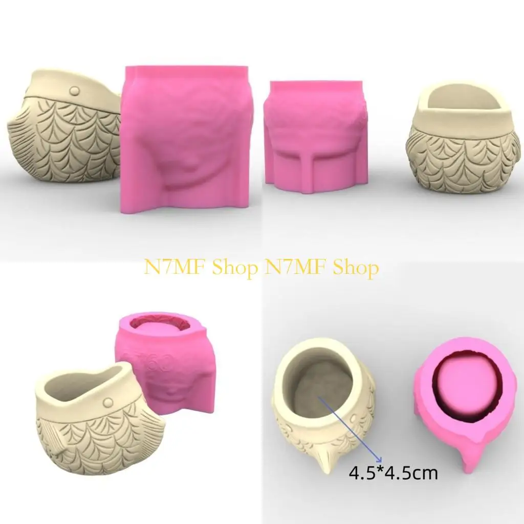 

N7MF Innovative Silicone Moulds Flower Vase Molds Fish Flexible Ornament Molds Unique Flowerpot Moulds for Crafting
