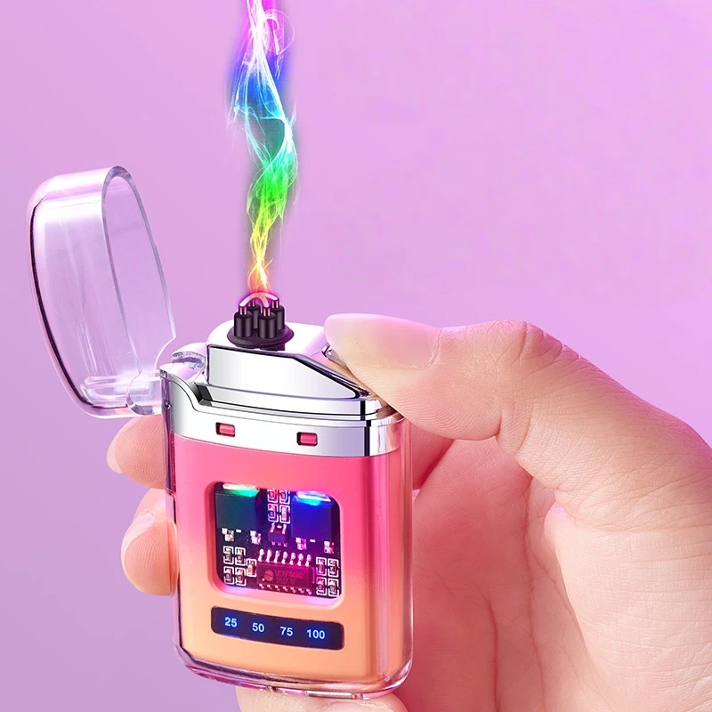 

Dual Arc USB Charging Lighter Plasma Outdoor Windproof Electric Quantity Display Lighter Cigarette Accessories Smoker Gift