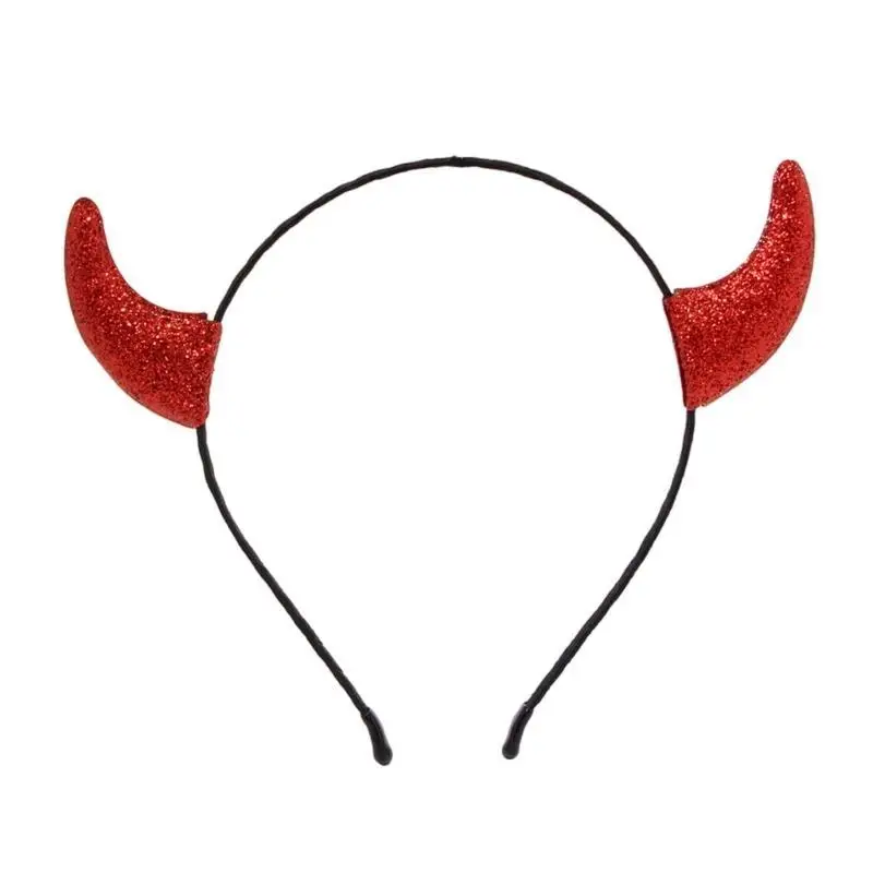 39BD Cosplay Hexe Horn Stirnband Punk Haarband Dark Series Hairhoop Foto Kopfbedeckung – Detail 5