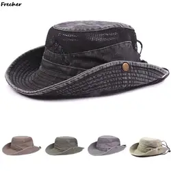 Grassland Bucket Hat Men Jungle Fishing Hats Breathable Jeans Jazz Caps Male Vintage Panama Adjustable Belts Chapeau Leisure 