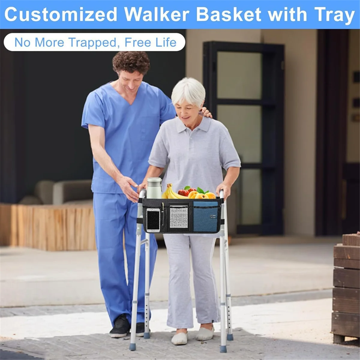 Walker Basket for Folding Walker Foldable Walker Bag, Large Storage Basket for Walker, Walker Accessories for Seniors