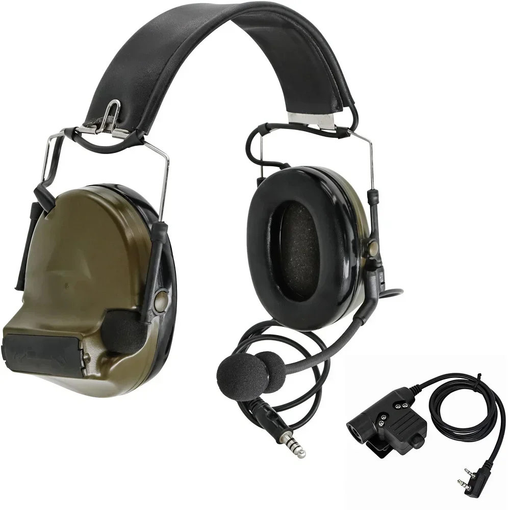 TCIHEADSET-auriculares tácticos electrónicos Airsoft, Comtac II, cancelación de ruido, captación, protección auditiva, auriculares tácticos + U94 PTT