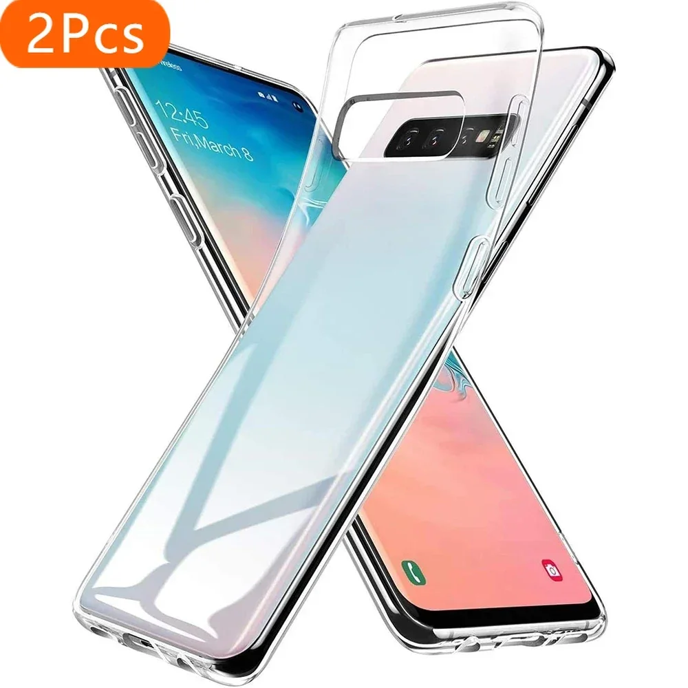 2Pcs Ultra Thin Transparent Silicone Soft Case For Samsung Galaxy S10 Plus Lite S10+ S10E Clear Back Cover Slim Shell Shockproof