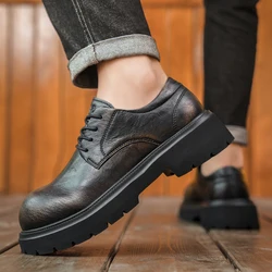 Derby Thick soled Men's Shoes New designer trend styles Office Fashion Party Outdoor street walking Groom's wedding Brown shoes
