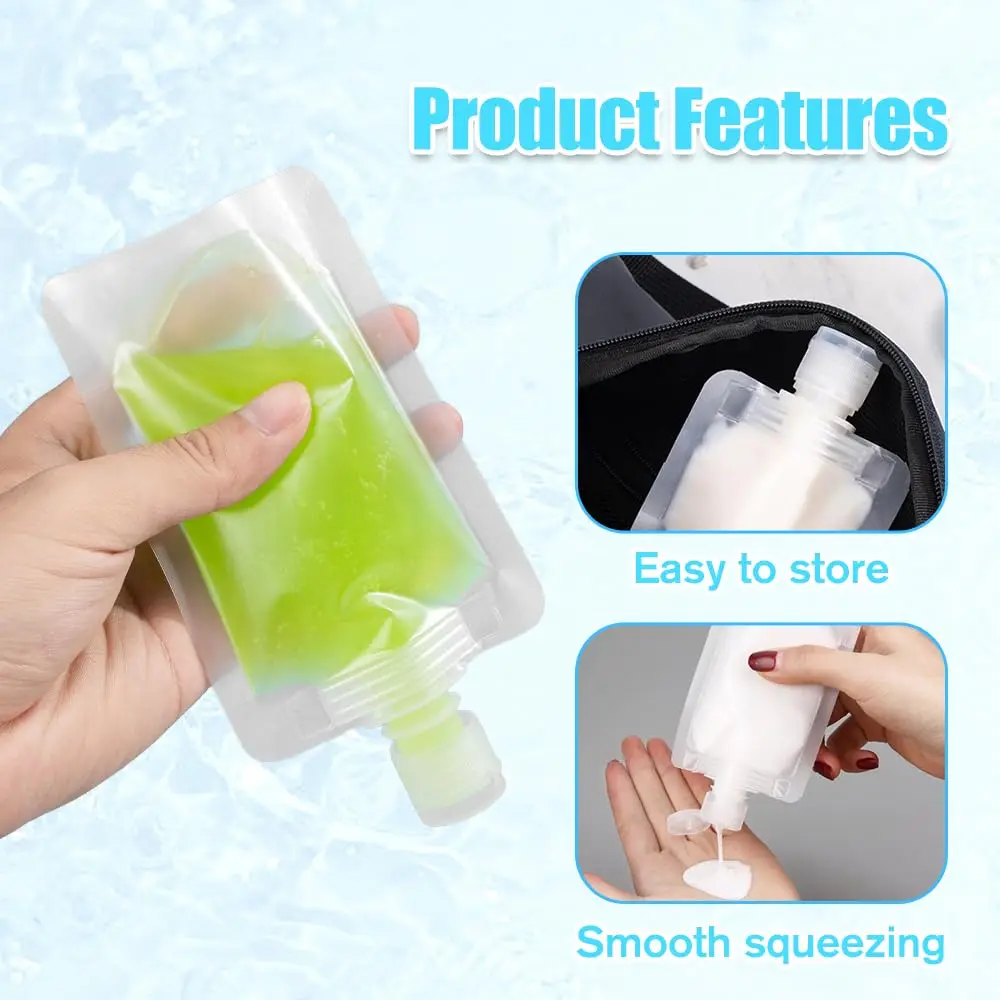 10Pcs 30/50/100ML Thickened Travel Subpackage Cosmetic Lotion Shower Gel Shampoo Portable Facial Cleanser Storage Organizer Bag