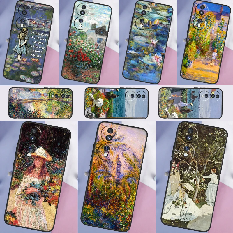 Claude Monet Garden Lotus Bridge Case For Huawei P40 P30 P20 Lite P50 Mate 20 Pro P Smart 2021 Nova 5T Honor 70 50 X8 X9