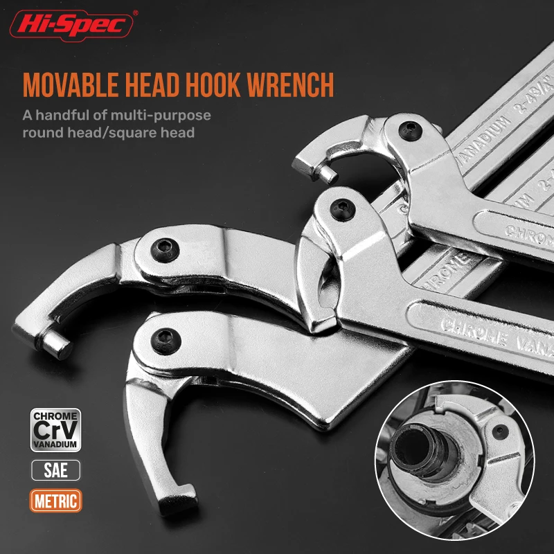 

Hi-Spec Adjustable Wrench Hook C Type Spanner Tool Nuts Bolts Hand Tool 19-51mm 32-76mm 51-120mm With Scale Auto Tools Supplies