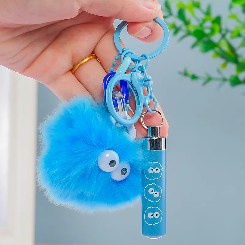 Jouet torche à main électrique Big Eye, pendentif porte-clés dessin animé, boule en peluche mignonne créative, pendentif de sac électroluminescent, comparateur de couleur