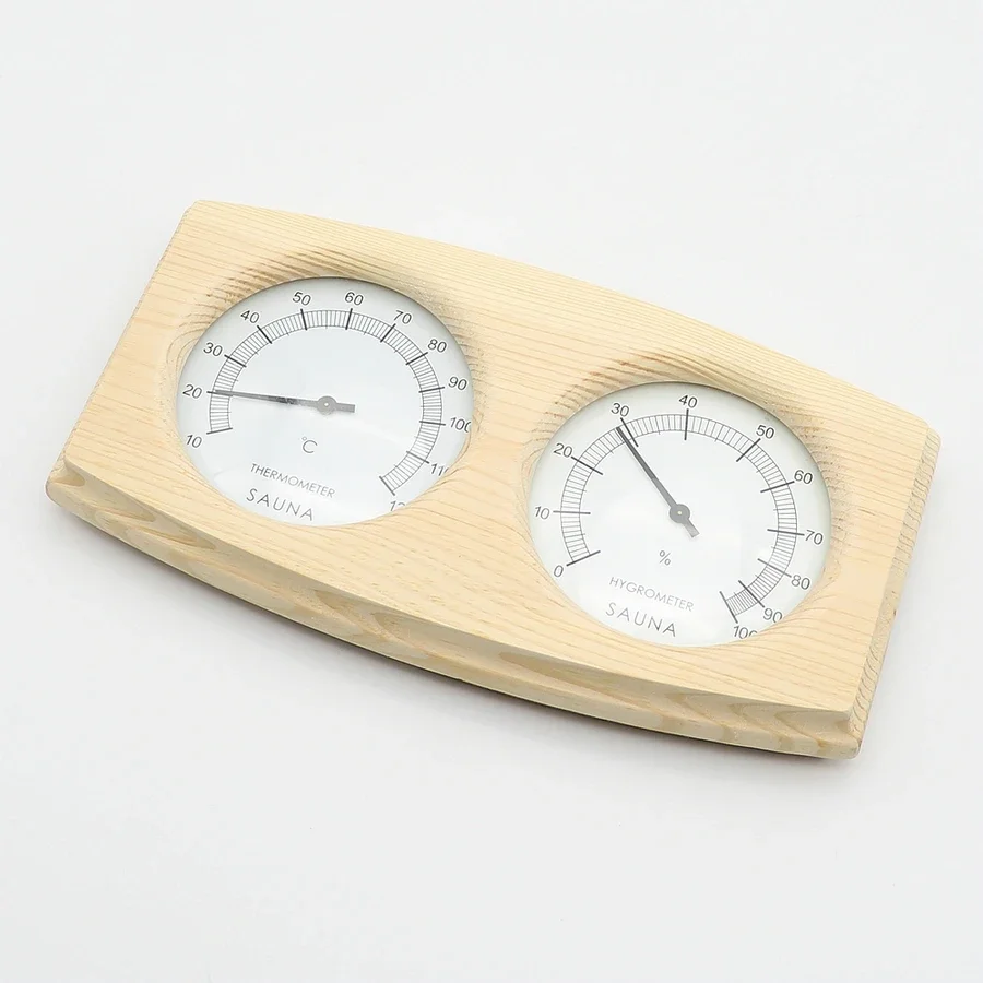 Double Sauna Wooden Hygrothermograph Thermometer Hygrometer Sauna Room Accessory