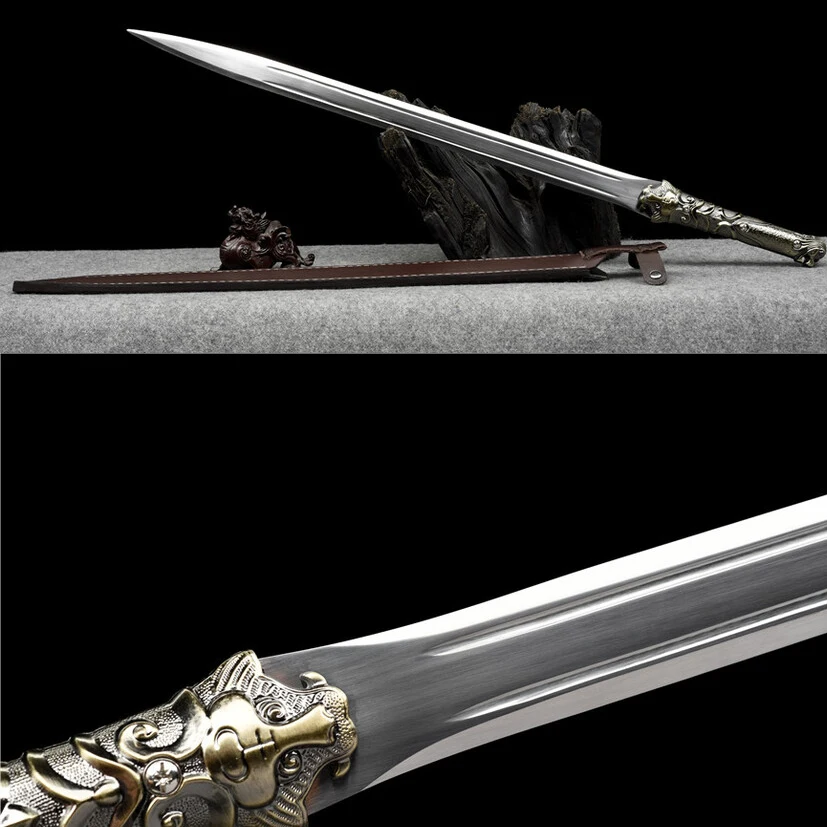 

81.5cm Ghost God War Sword Medieval katana Battle Preparation full tang Silver Devil Edge Cut Manganese Steel Ninja Kung Fu Mart