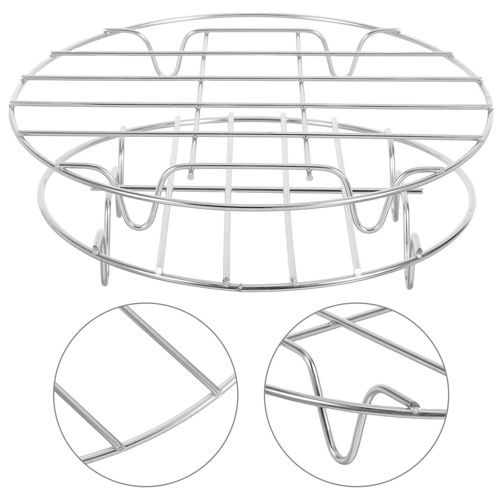 

2Pcs Stainless Steel Kitchen Steaming Rack Heat Cold Resistant Cooking Steamer Food Steaming Rack Even Heat Circulation